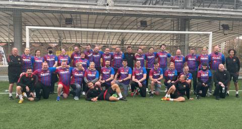 Mynd af MBA nemum og kennurum við Camp Nou í Barcelona